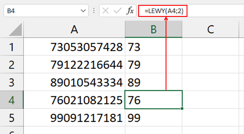 PESEL wyrównanie do lewej