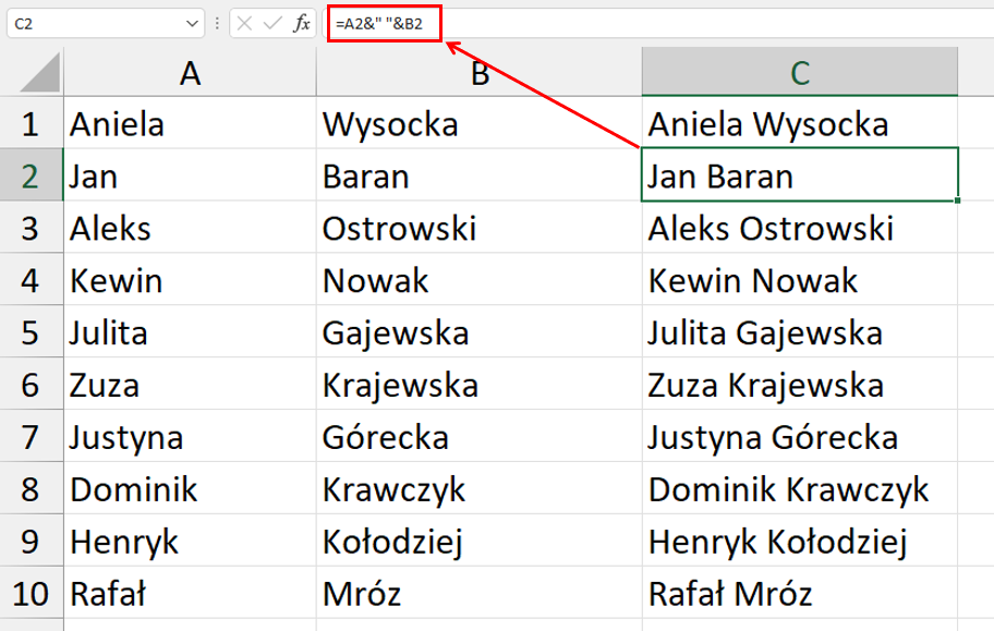 Funkcje tekstowe ZŁĄCZENIE