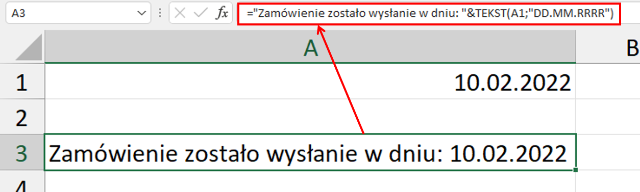 funkcje tekstowe TEKST - przykład