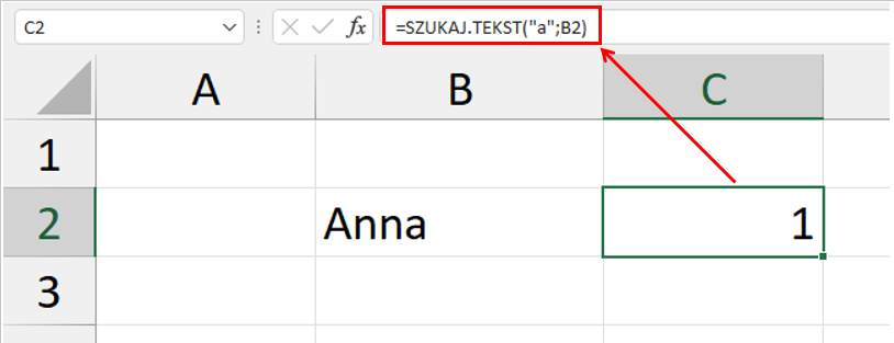 Funkcje tekstowe SZUKAJ.TEKST przykład